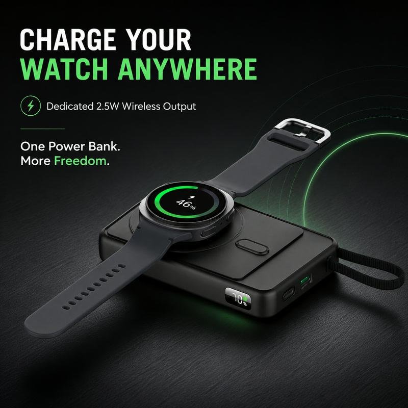 10000mAh Magnetic 15W Wireless Power Bank with Built-in Type-C Cable Wholesale - Image 2
