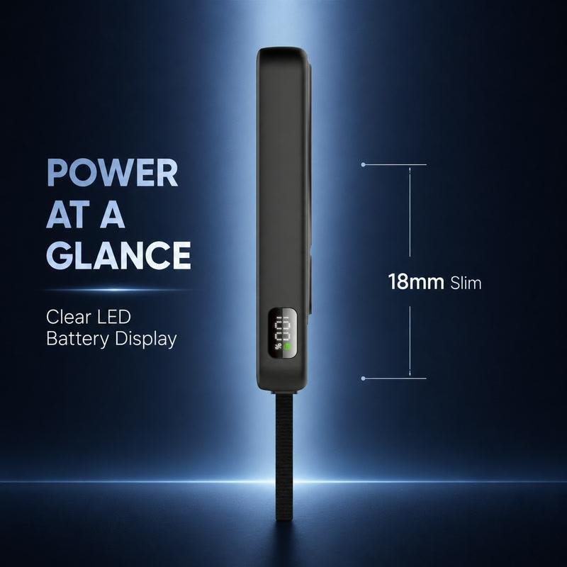 10000mAh Magnetic 15W Wireless Power Bank with Built-in Type-C Cable Wholesale - Image 4
