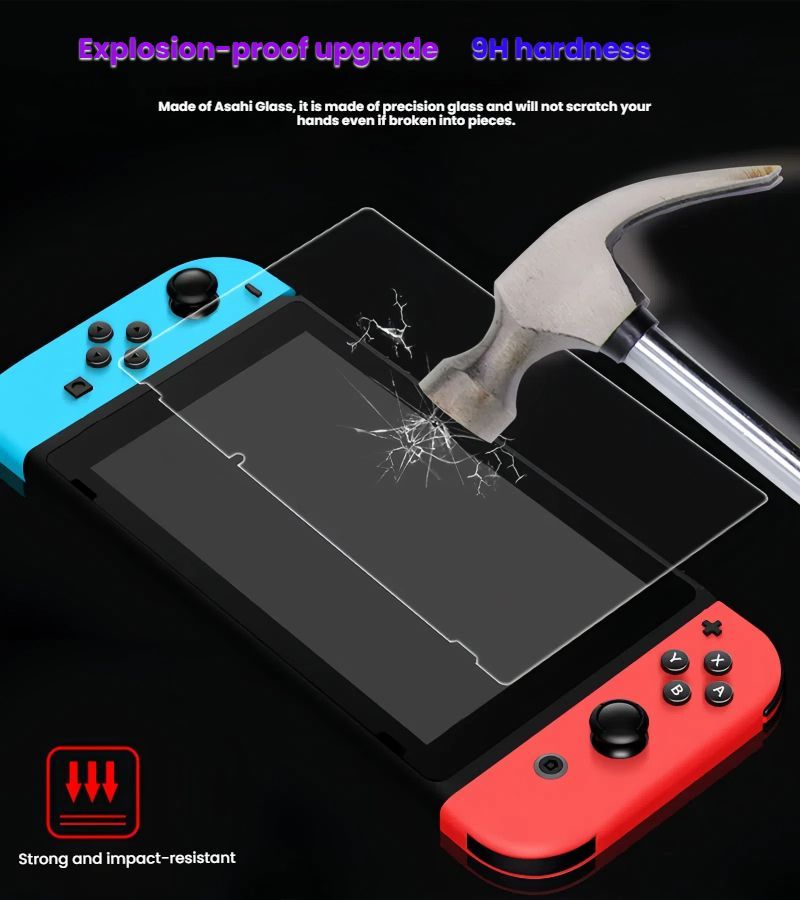 Wholesale Tempered Glass Screen Protector for Nintendo Switch (6.2") - HD Clear & Anti-Blue Light (Purple) - Image 5