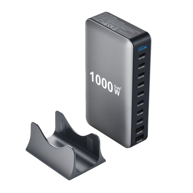 Wholesale 1000W GaN Desktop Charger Station 10 Ports (8C+2A) - PD 140W Multi-Port Fast Charging Hub - Image 4
