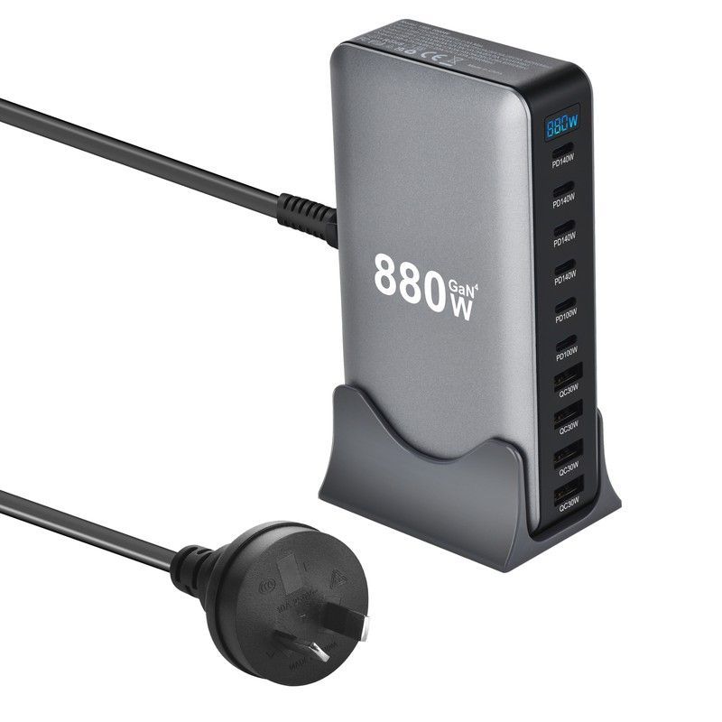 Wholesale 880W GaN Desktop Charger 10 Ports (6C+4A) - PD 140W & QC 30W Charging Station - Image 6