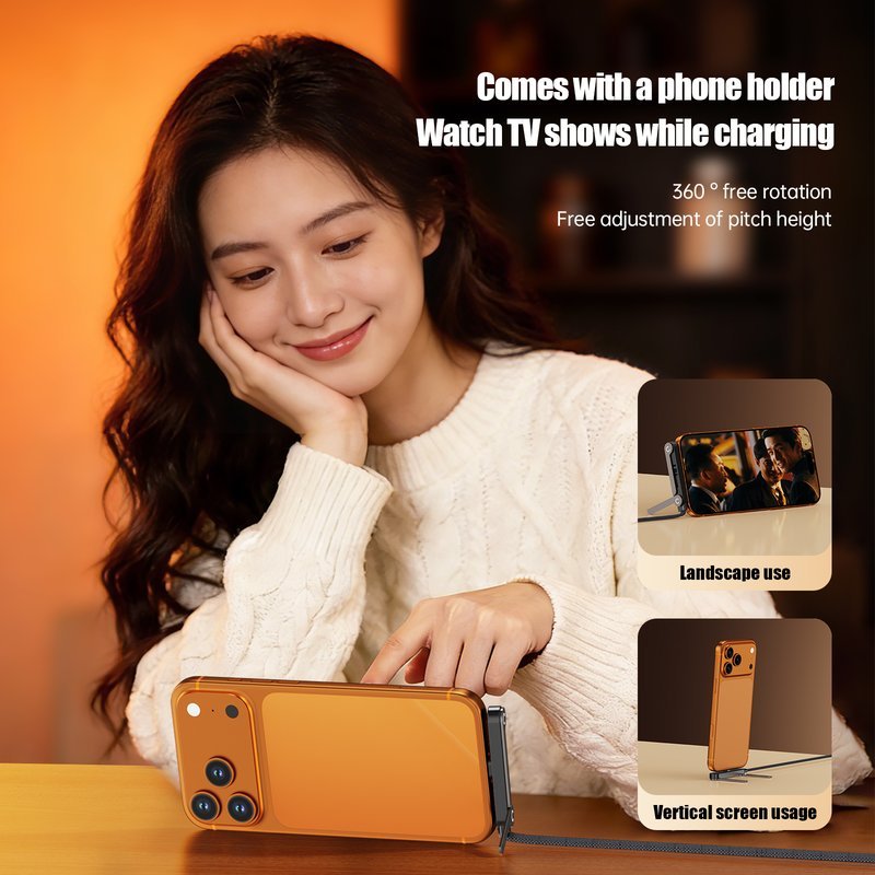 240W Fast Charging Type-C to Type-C Cable with Foldable Phone Stand Bracket - Image 6