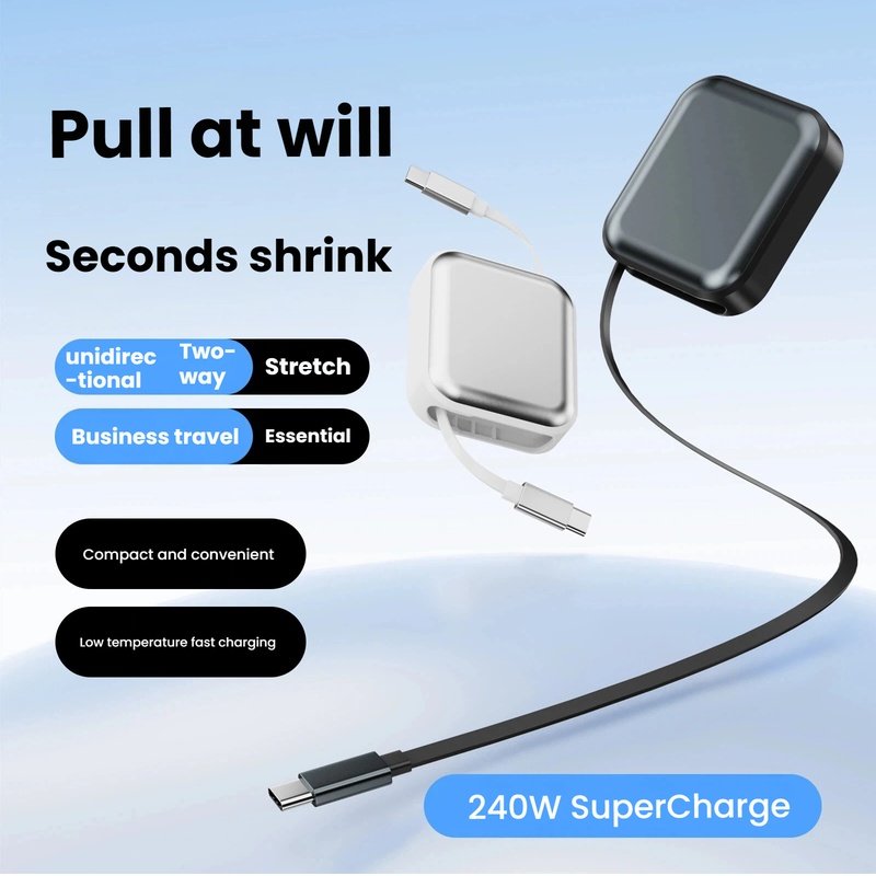 240W PD Fast Charging USB C to USB C Retractable Cable 1M 7A Data Sync Cord for MacBook iPad iPhone 15 Samsung - Image 4