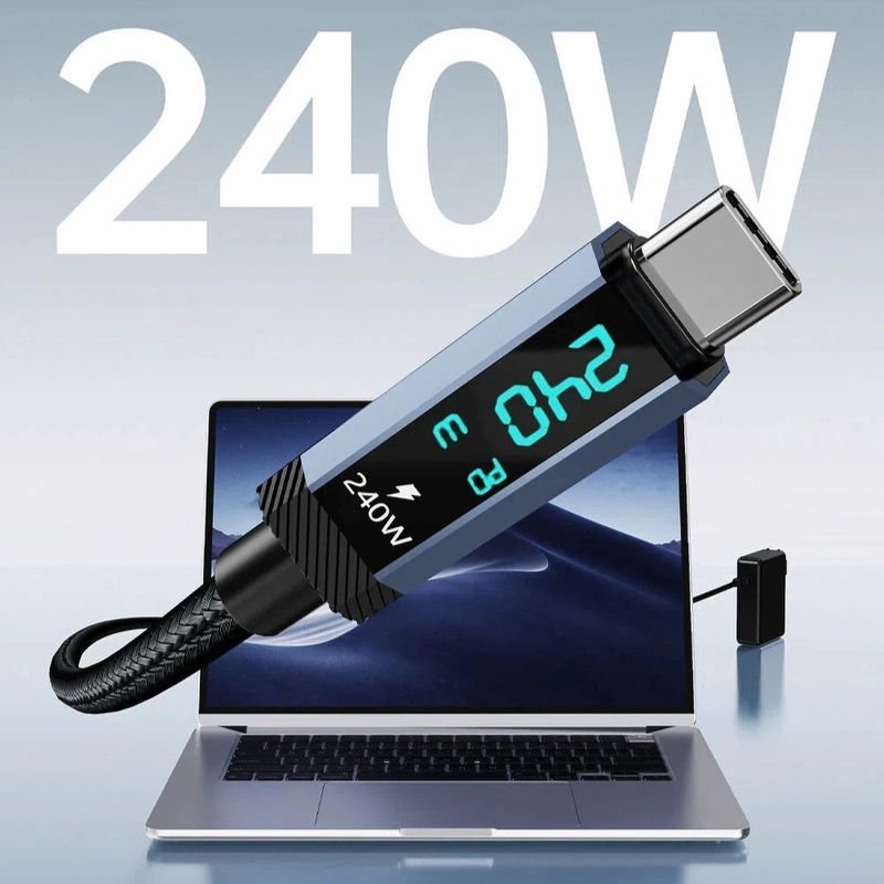 240W USB4 USB-C Cable with Digital Power Display - Image 2