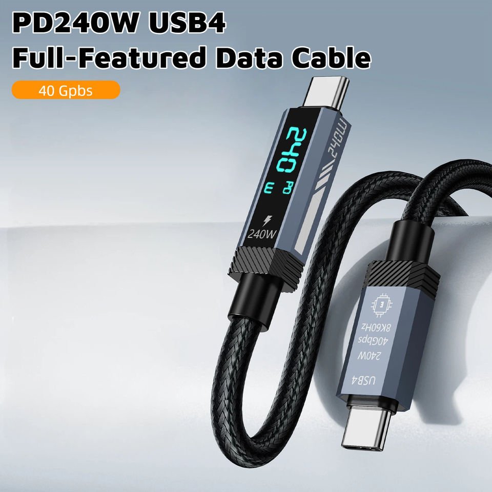 240W USB4 USB-C Cable with Digital Power Display - Image 4