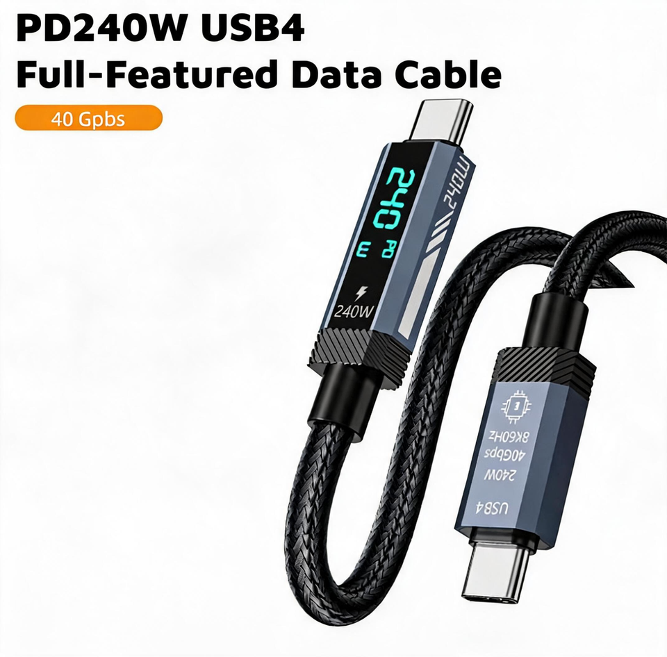 240W USB4 USB-C Cable with Digital Power Display
