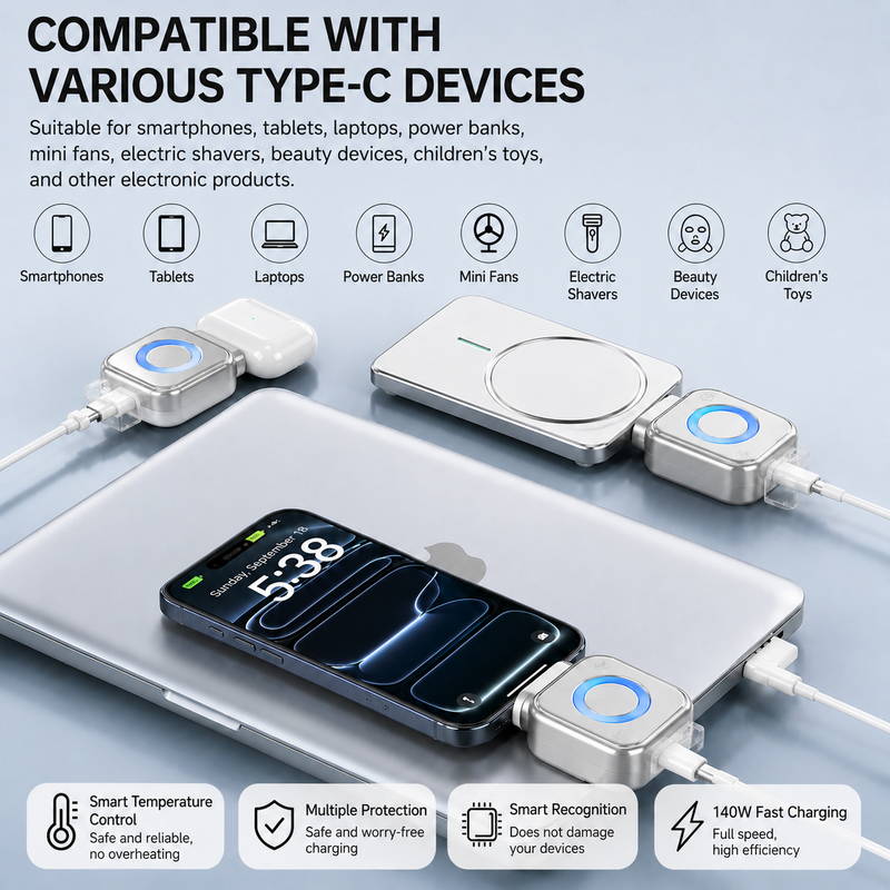 AI 140W USB-C Auto Power Off Charging Protector Adapter for Phone Tablet - Image 6