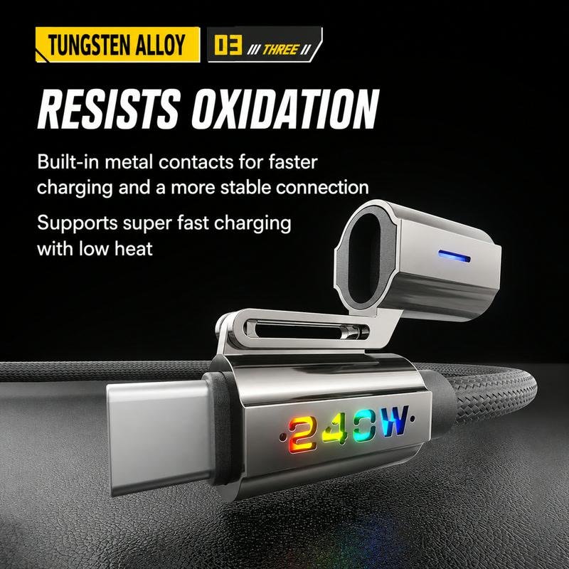 Braided 4-in-1 USB-C Fast Charging Data Cable 240W Wholesale - Image 3