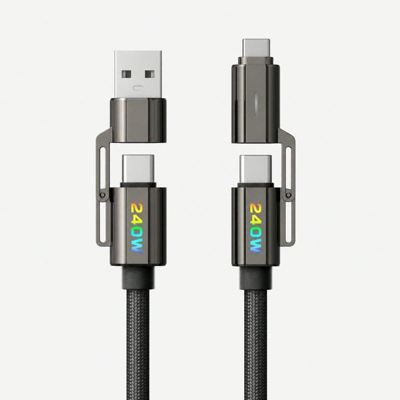 Braided 4-in-1 USB-C Fast Charging Data Cable 240W Wholesale