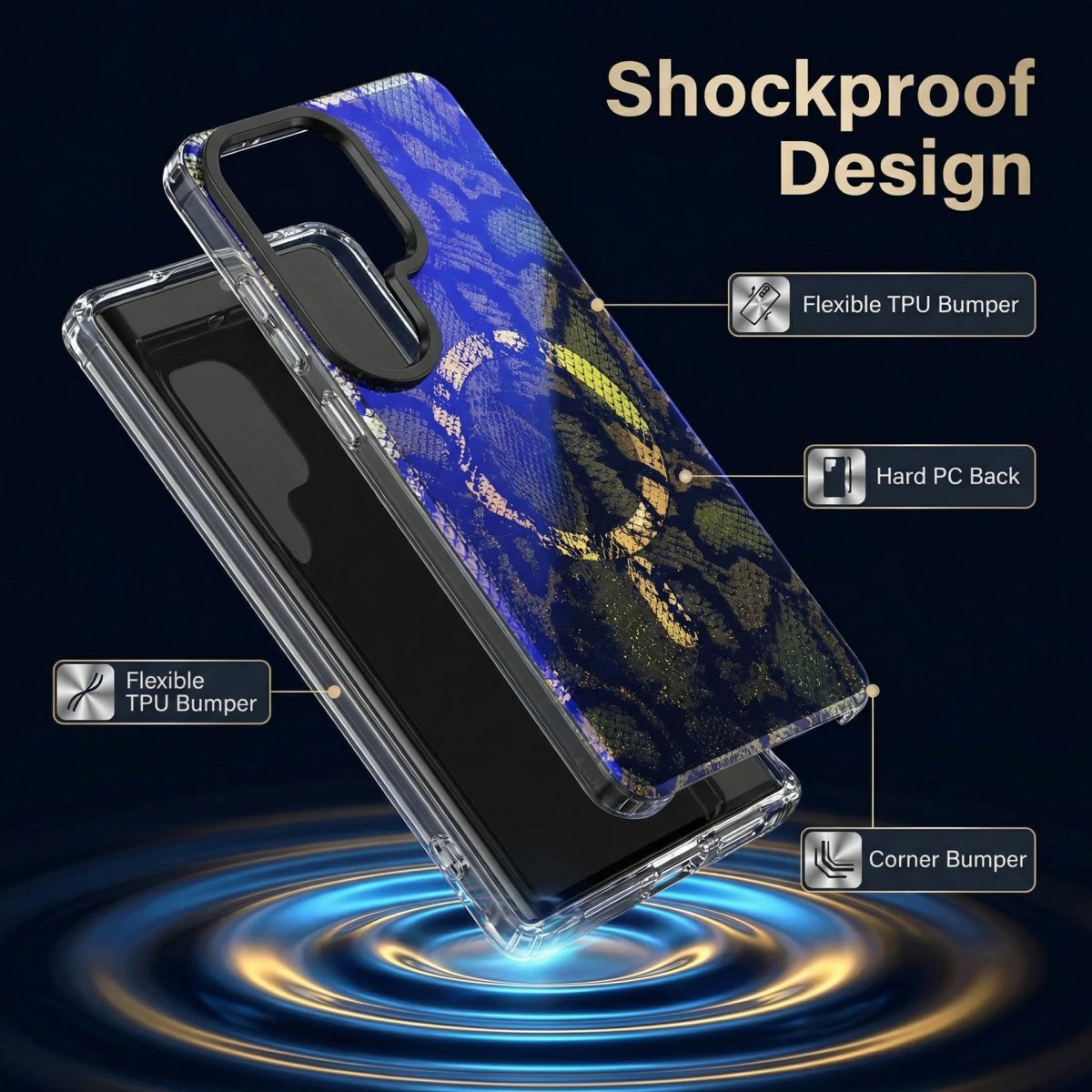 For Samsung S26 Magnetic Clear Phone Case Glitter Floral Shockproof Anti Yellow TPU+PC Protective Cover - Image 4