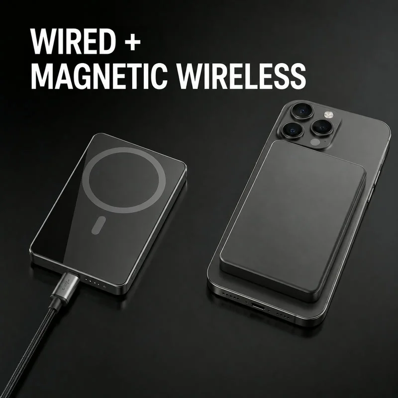 5000mAh Magnetic Wireless Power Bank for iPhone 18 / 17 / 16 Series - 15W Fast Charging - Image 4