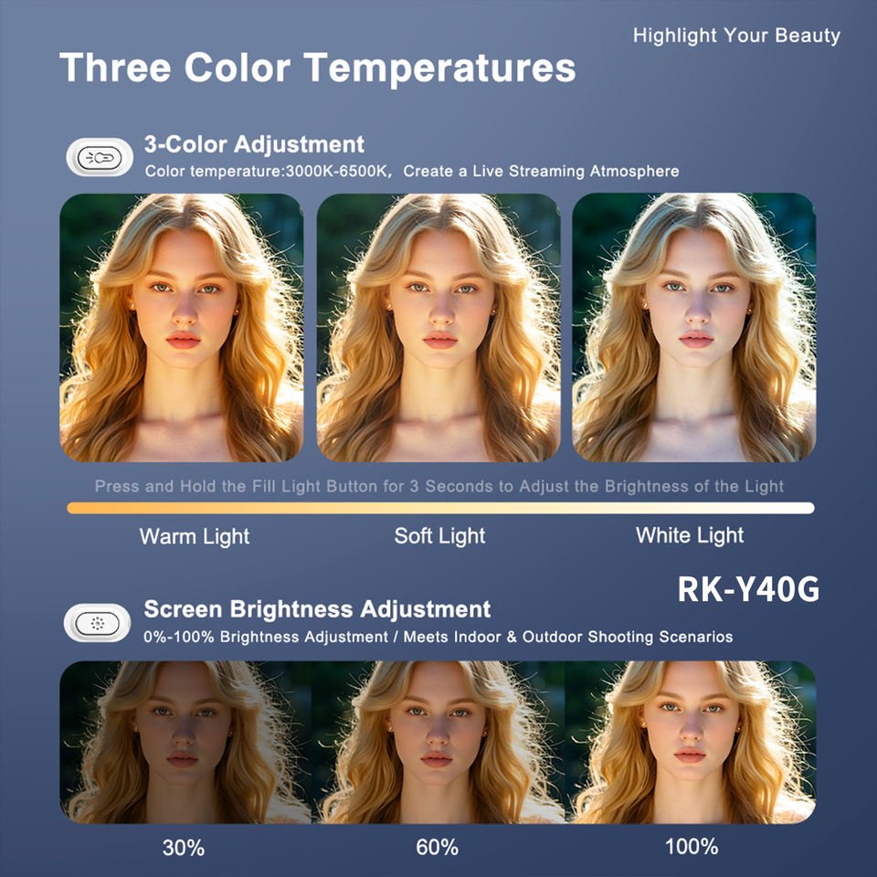RK-Y40G Wireless Selfie Monitor with Fill Light - Image 3