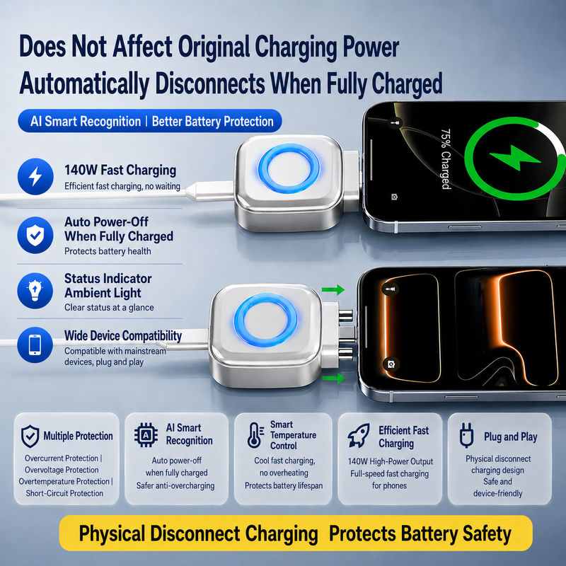 USB-C Physical Power Cut Off Adapter 140W Smart Full Charge Disconnect Protector - Image 4