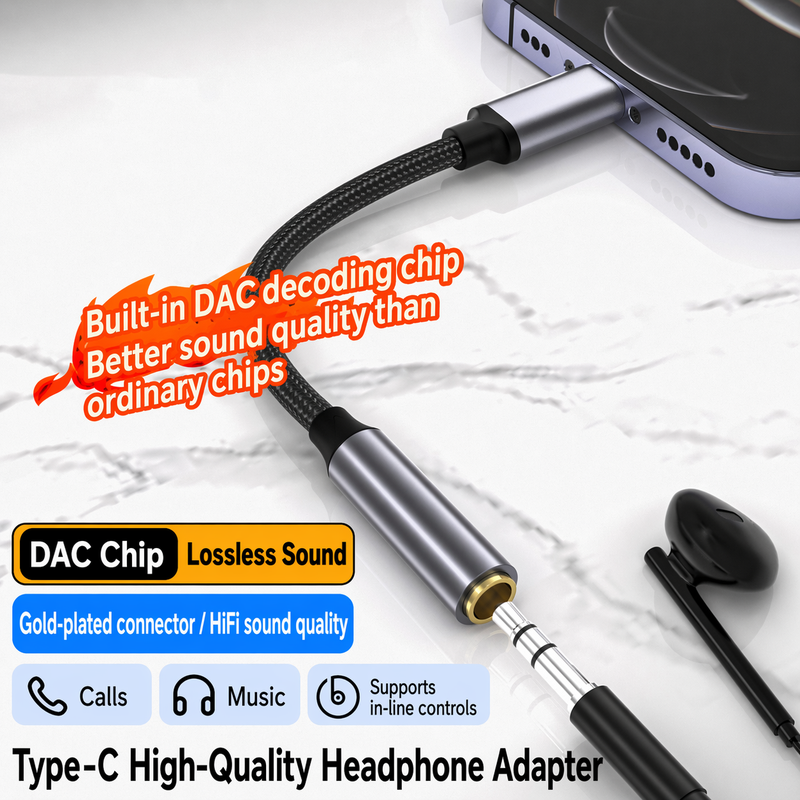 USB-C to 3.5mm HiFi DAC Audio Adapter Wholesale - Image 3