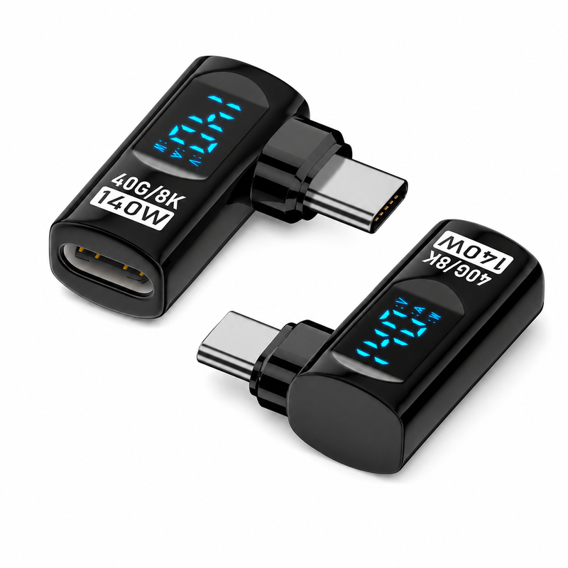 USB4 Right-Angle Adapter with Voltage and Power Display