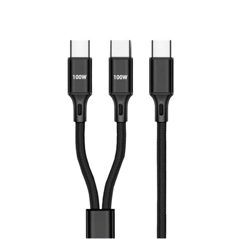 Wholesale 100W USB-C to Dual USB-C Braided Charging Cable - Image 4