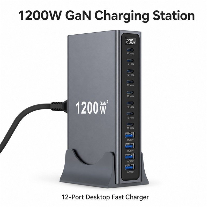 Großhandel 1200W 12-Port Desktop GaN-Schnellladestation