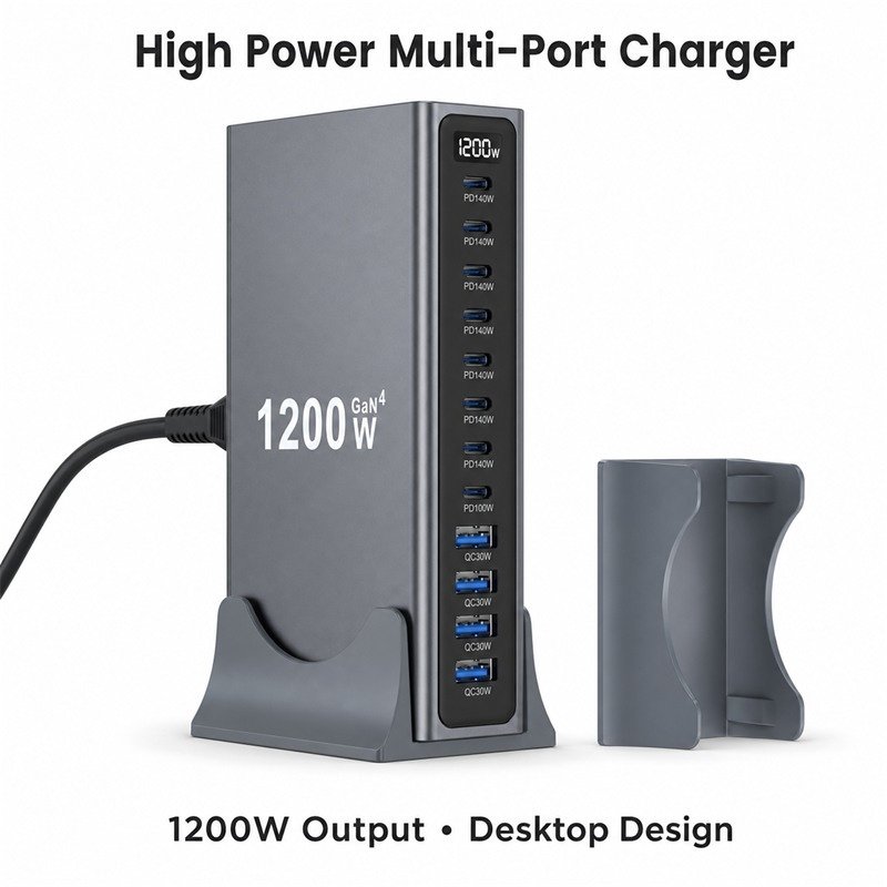 Wholesale 1200W 12-Port Desktop GaN Fast Charger Station - Image 2