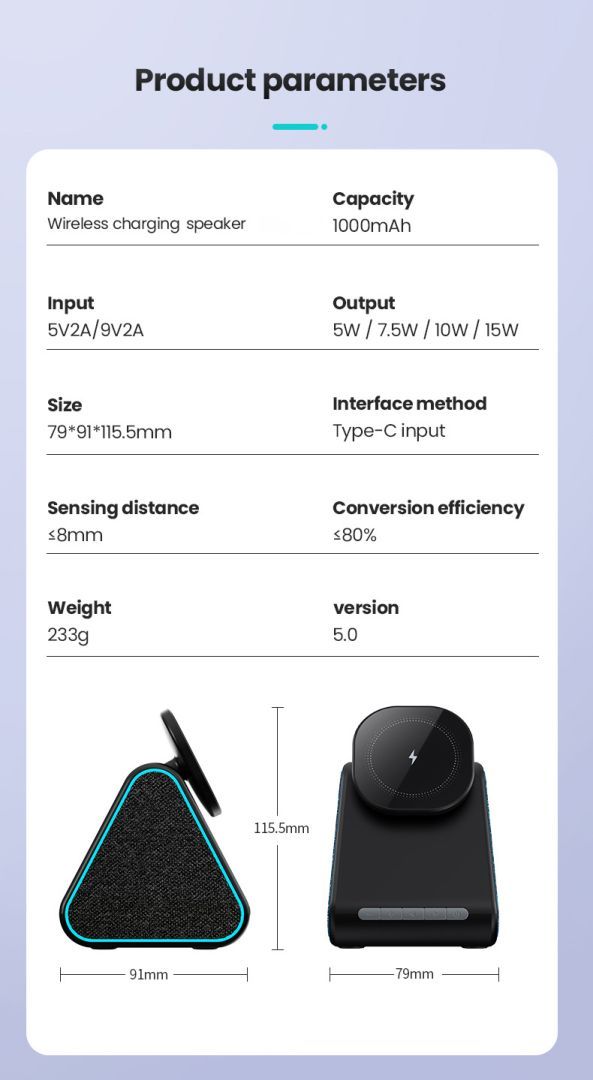 Wholesale 2-in-1 MagSafe Wireless Charger Stand with Bluetooth Speaker - 15W Fast Charge & Rotatable Dock - Image 9