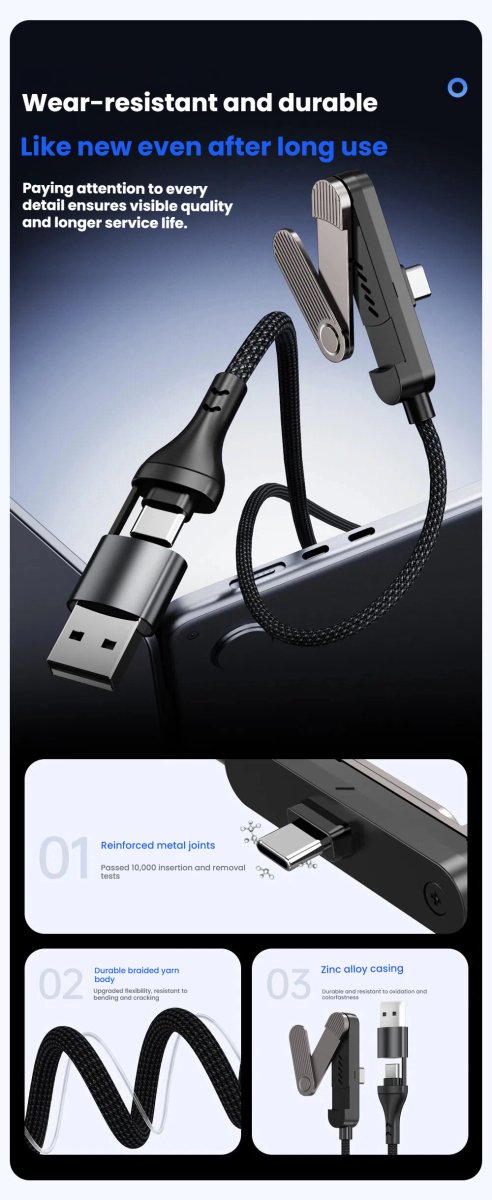 Wholesale 65W 2-in-1 USB-C Cable with Triple-Fold Phone Stand - Image 4