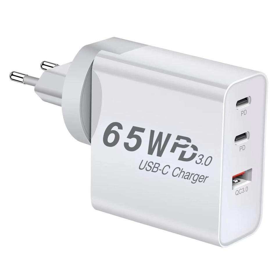 Chargeur mural GaN 65W 2C1A avec prises US EU UK AU en gros - Image 5