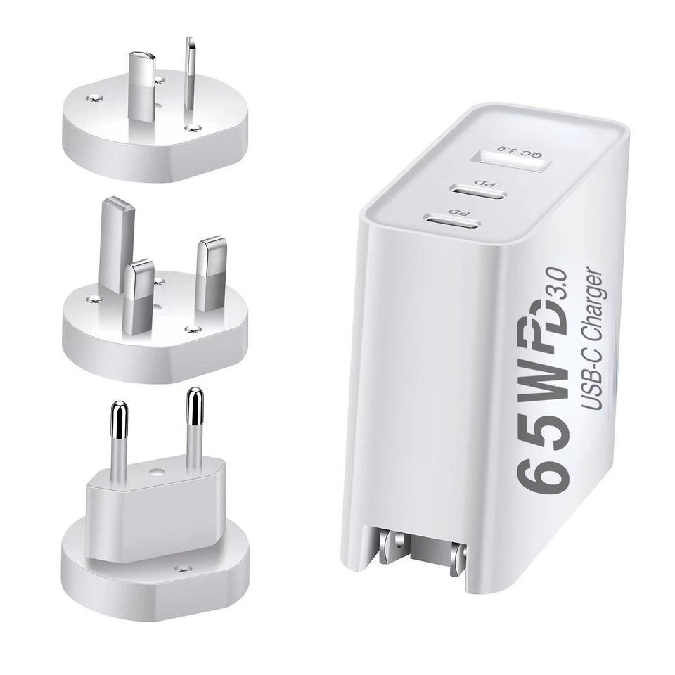 Chargeur mural GaN 65W 2C1A avec prises US EU UK AU en gros - Image 3
